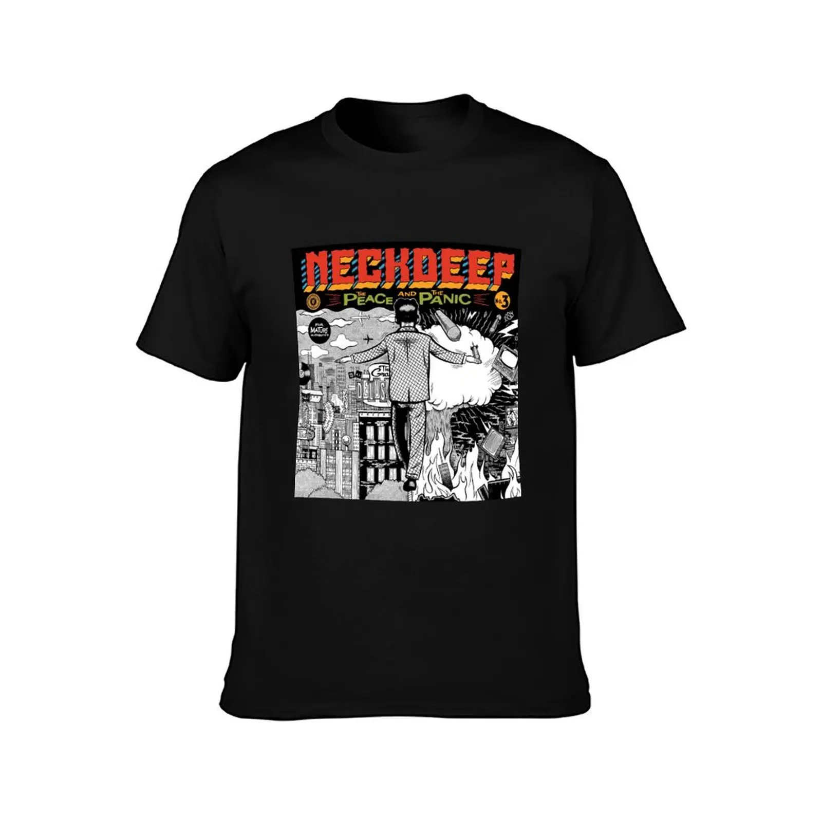 Knuckle Neck T-Shirt Summer Casual Cotton Tee Oversized Streetwear Tops Vintage Graphic Print Loose Fit Short Sleeve