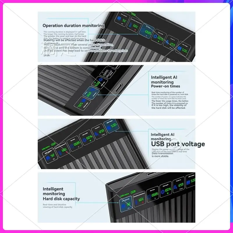 

AP-2.5 Inch SATA To Type-C Hard Drive Chassis Intelligent Digital Display Adapter External HDD 512GB 6Gbps For PC Laptop