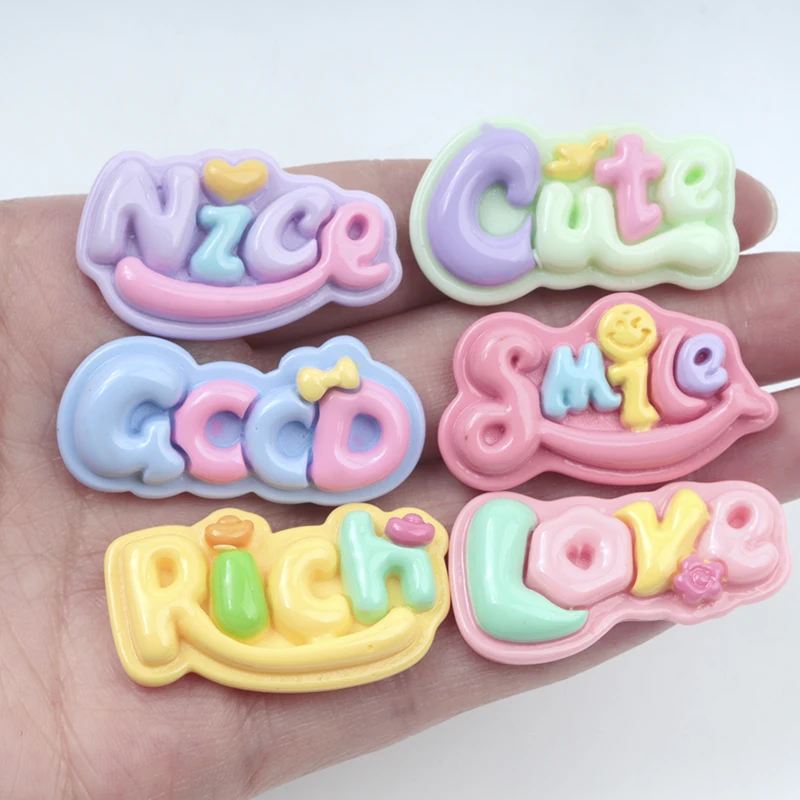 10/100PCS Resin Accessories Letter Plate Seories Patch Flatback DIY Children Jewel Hairpin Scrapbooking Cup Piecture Frame Decor