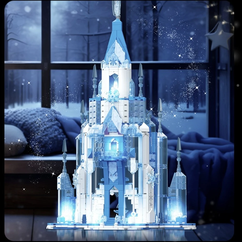 

MOC Winter Magic Ice Snow Castle Building Blocks Set Fairy Tale Princess Palace House Toys For Children Christmas Birthday Gift