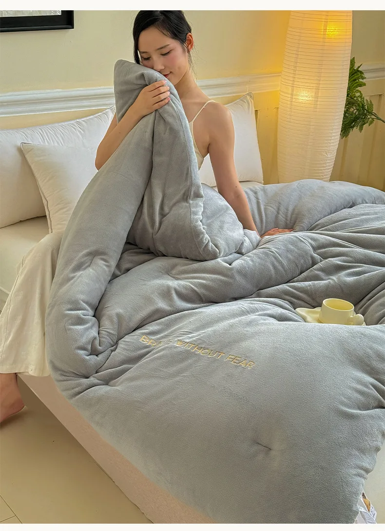 

Soybean Fiber Quilt Thickened Milk Fleece Winter Quilt Core Warm Edredones Bedspread King Size Colchas Para Niñas Blanket Summer