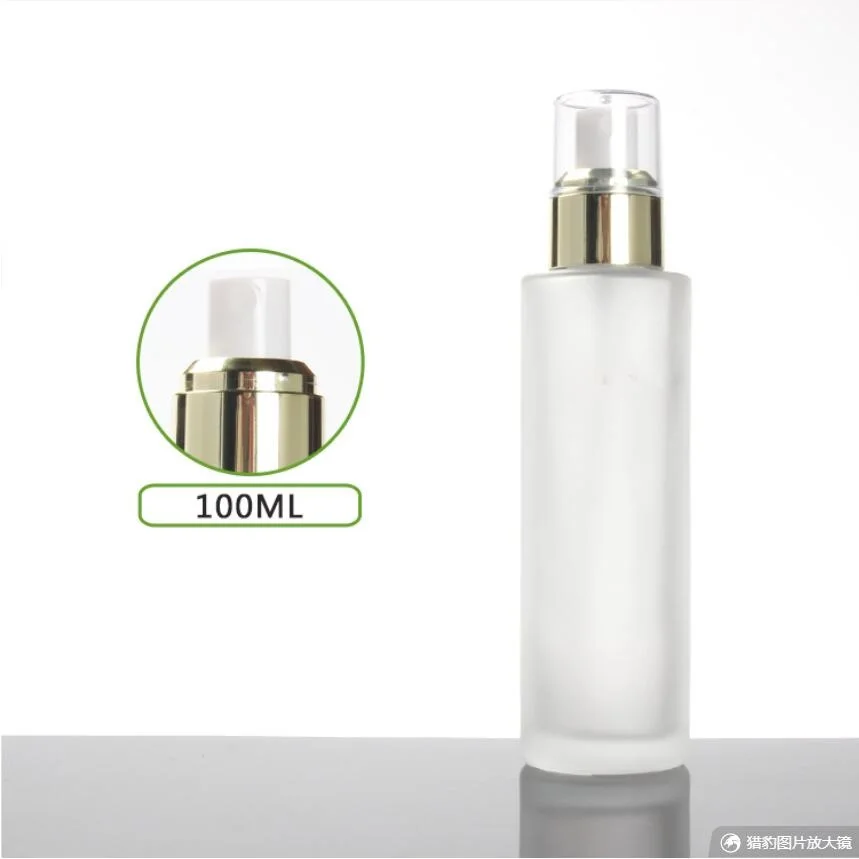 100 ml mat/groen/blauw glazen fles goud pomp serum/lotion/emulsie/foundation vocht toner huidverzorging cosmetische verpakking