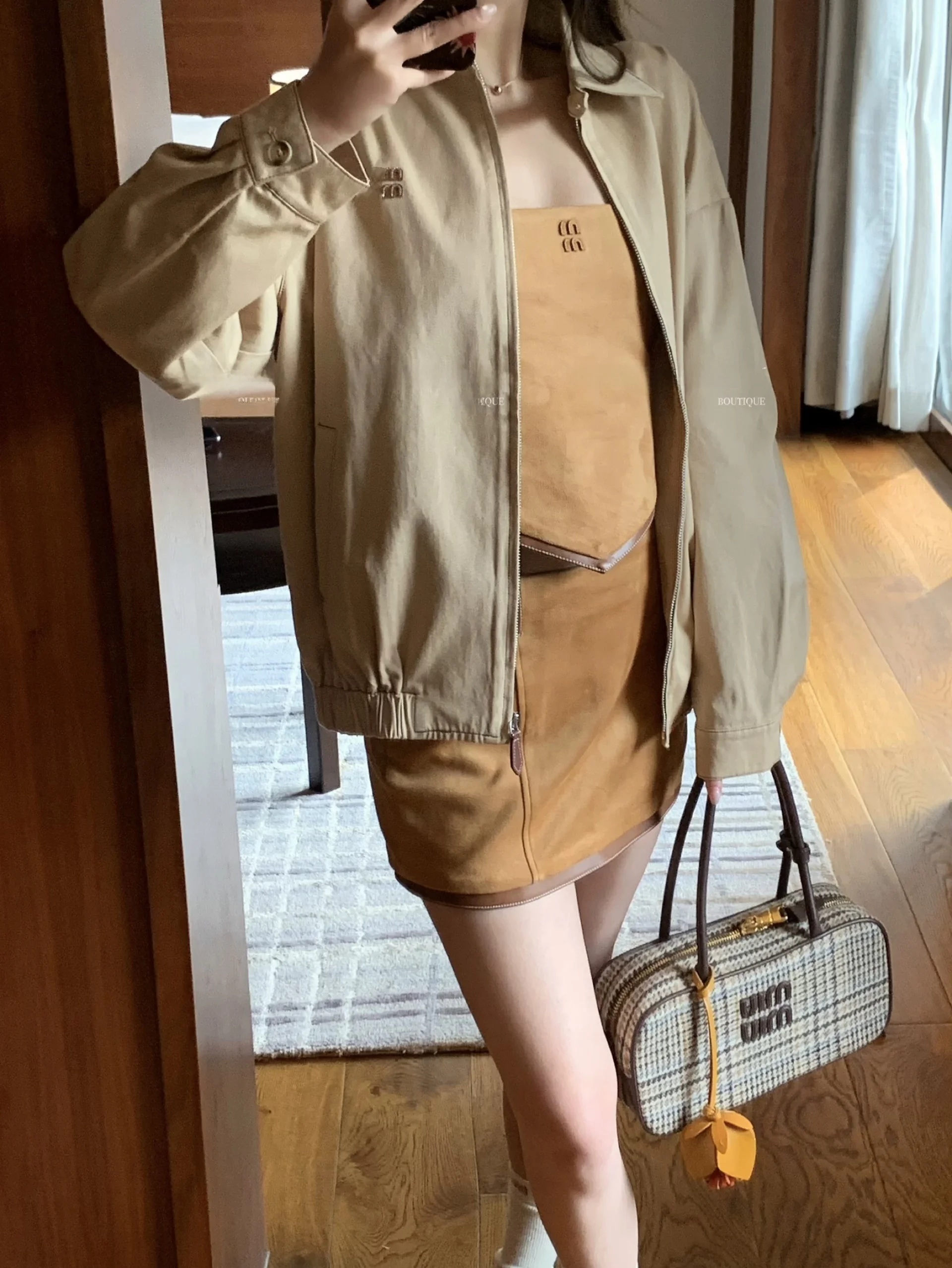 

Классический воротник цвета хаки, новый сезон, женская хлопковая верхняя одежда на молнии спереди, верхняя одежда Old Money Sle