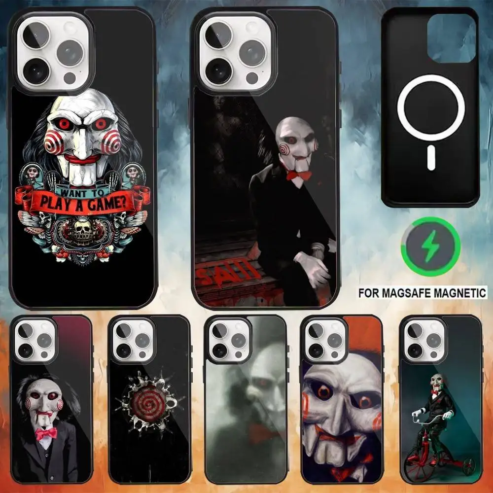 

Saw Jigsaw Phone Case For iPhone17,16,15,14,13,12,11 Plus,Pro Max Magnetic Magsafe Wireless Charging