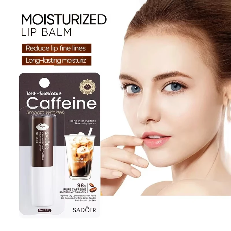 SADOER Caffeine Moisturizing Lipstick Anti Cracking Plump Lips Hydrating Brightening Nourishing Lip Balm Lip Plumper
