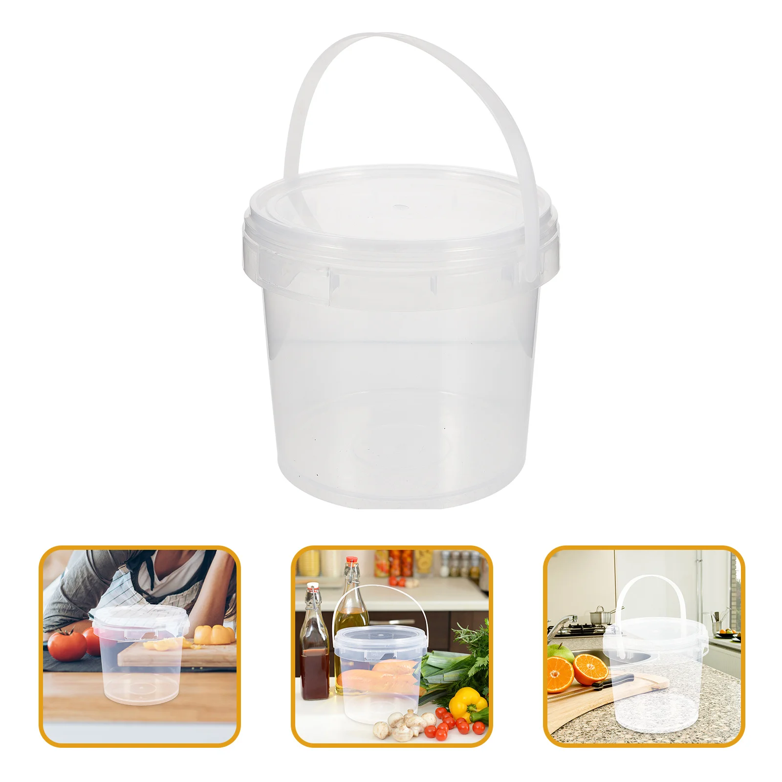 

2 pcs 2L Plastic Bucket Food Grade Transparent Storage Hand Bucket For Kitchen Home Use Ice Cream Baking Paint Soup Solid Liquid
