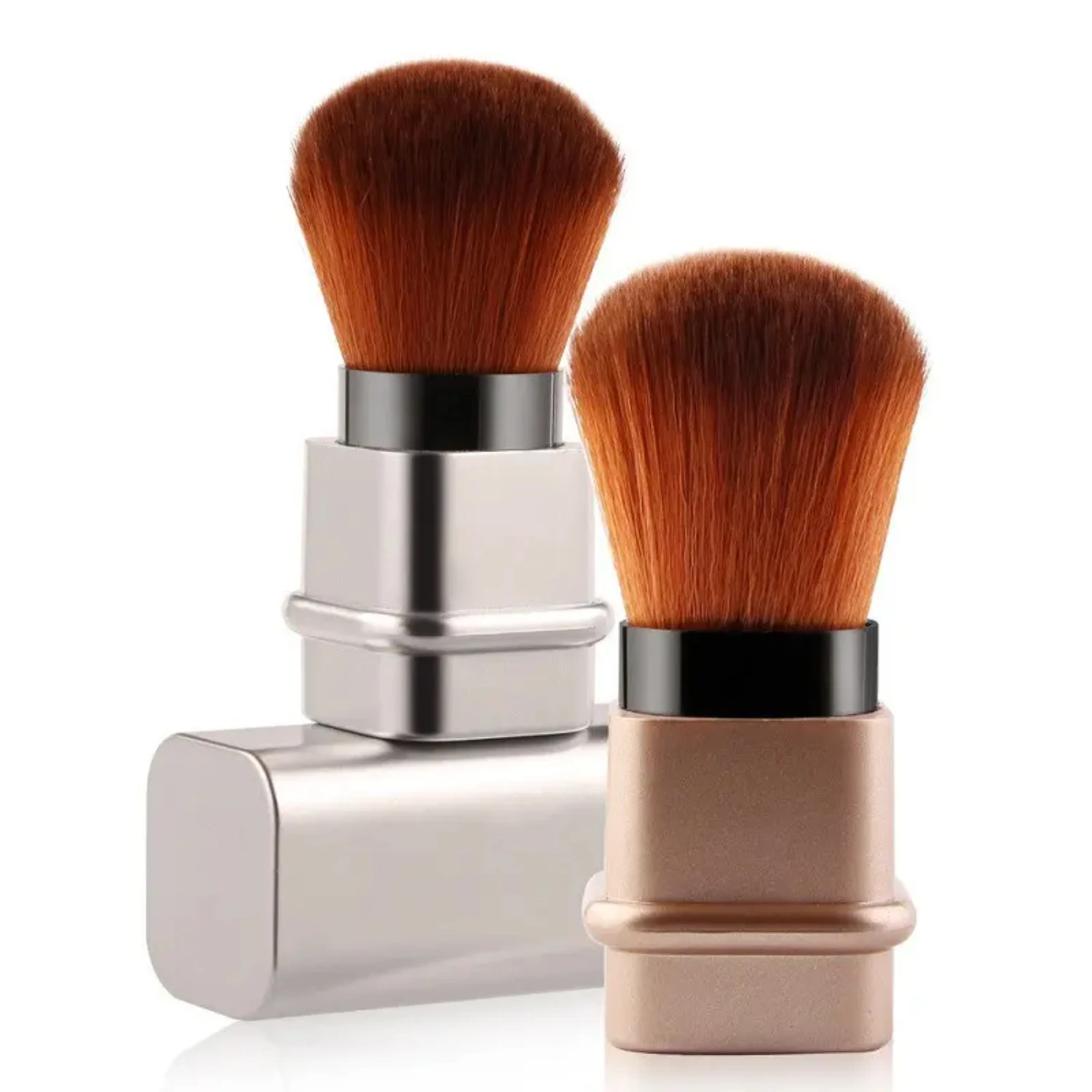 Soft Retractable Kabuki Makeup Brushes for Flawless Foundation and Powder Application - Set of 3 Brushes Brush holder makeup Bag