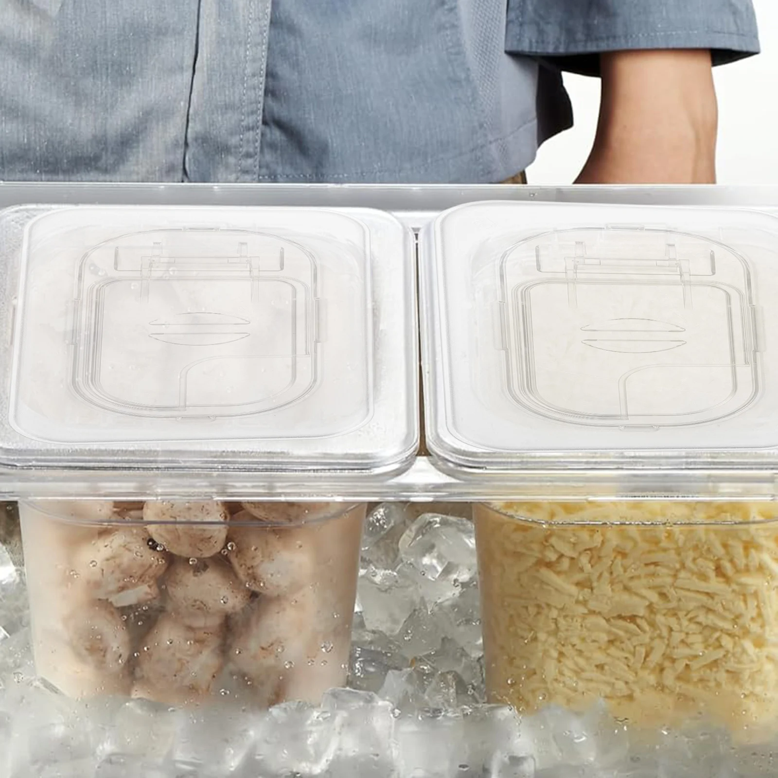 

4Pcs Clear Food Pan Lid Universal Handled Flip-Up Container Lid Jam Condiment Box Replacement Kitchen Restaurant Food Storage