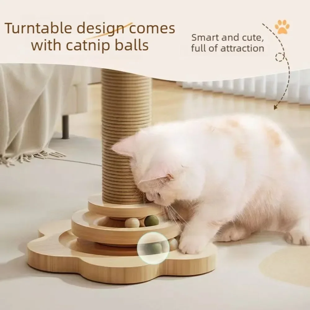 Durable Cat Scratching Board with Sisal Rope and Treat Dispenser Ball Interactive Self Play Toy for Cats