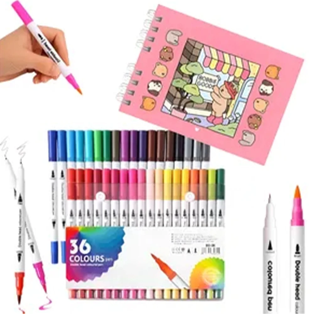 kit-de-canetas-brush-pen-de-ponta-dupla-60-cores-com-caderno-de-esboco-para-lettering-desenho-ilustracao-e-artesanato