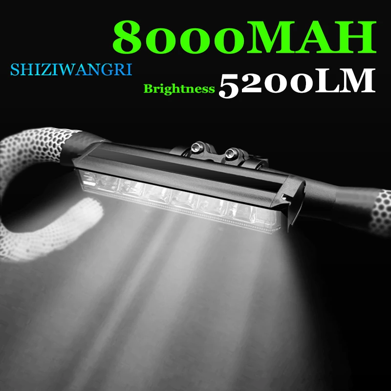 SHIZIWANGRI Bicycle Light 5200Lumen 8000mAh Bike Headlight Flashlight P90 LEDHandlebar USB Charging MTB Road Cycling Highligh