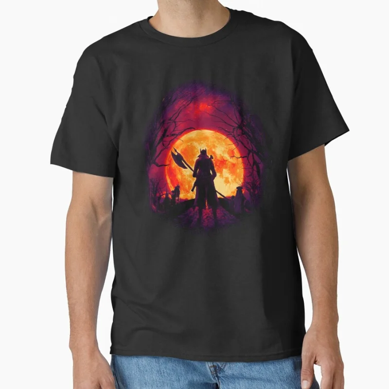 

A Blood Moon's Night Vintage video game Bloodborne Retro videogames Dark Souls gift T Shirt for men large size tops S-6XL