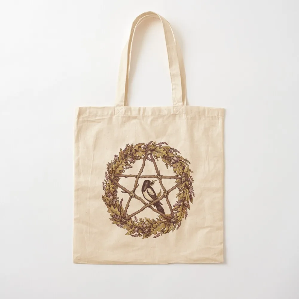 Botanical Pentacle Wreath Witch Tote Bag shopper bags for women shopper bag women cloth bag woman Canvas Tote