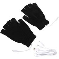 Thermal Gloves USB Heated Hand Warmer Winter Charge Electric Knitted Striped Mens Work