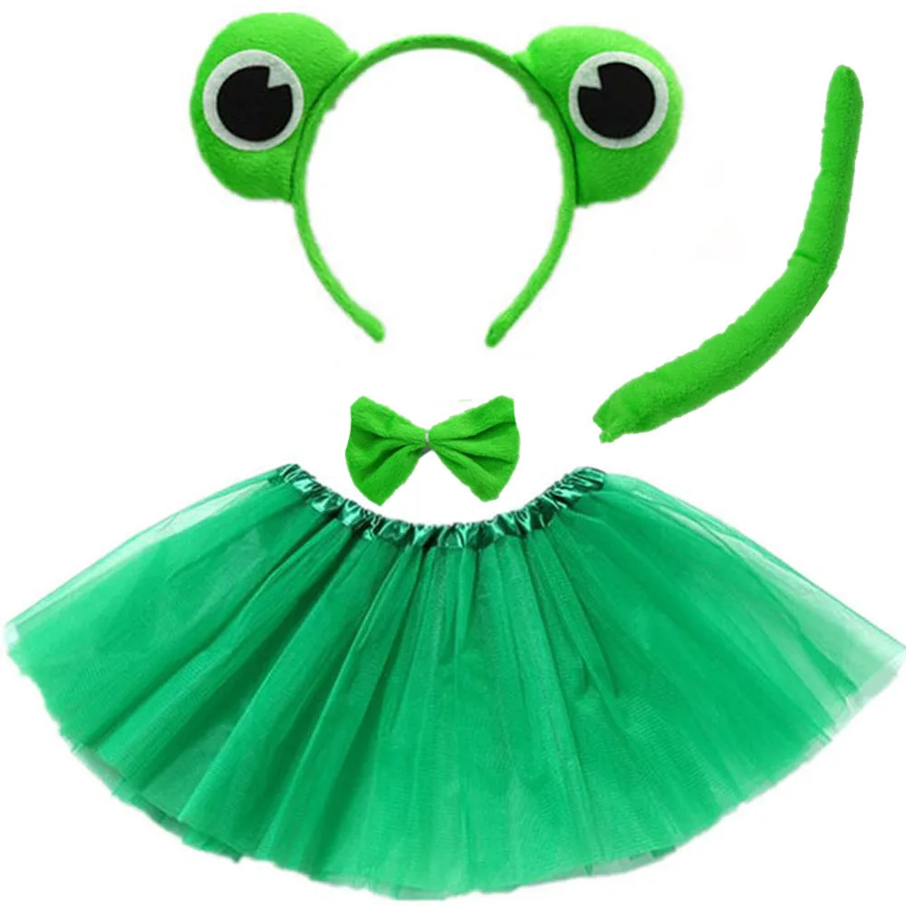 Cartoon Kids Child Frog Prince Headband Tutu Skirt Tie Tail  Party Animal  Gift      Birthday Halloween Costume Cosplay