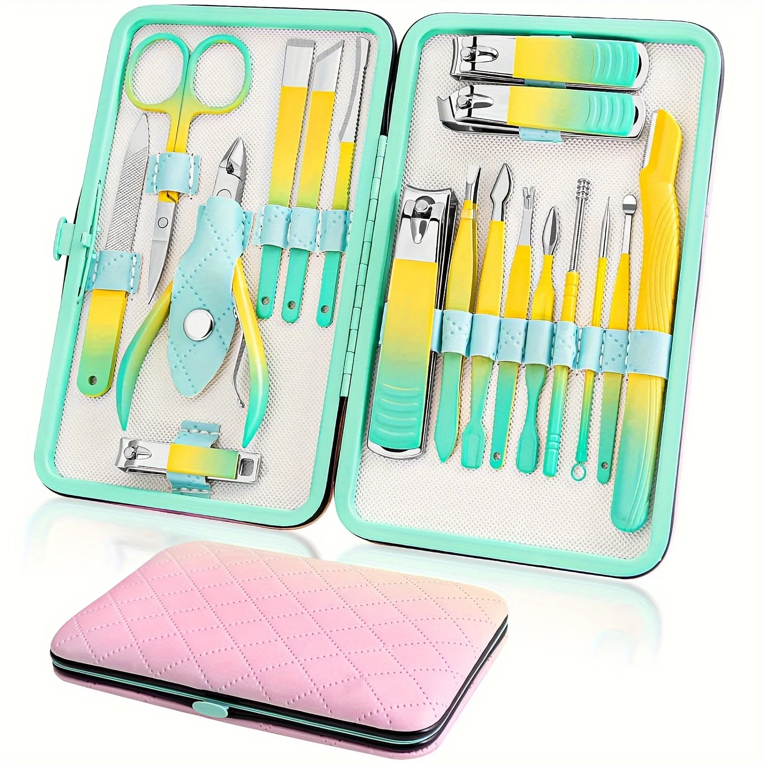 

7-18pcs Gradient colors Manicure Set Pedicure Sets Nail Clippers High-quality Steel Professional Nail Cutters Tools