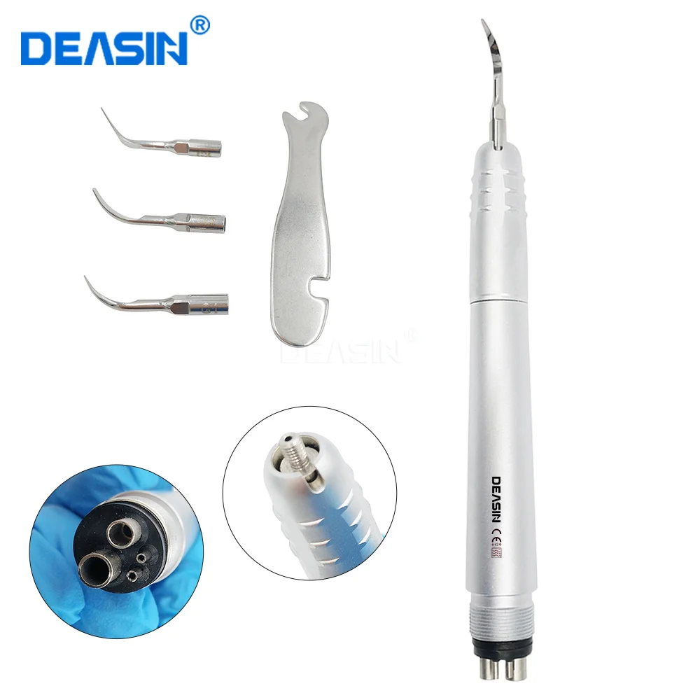 Dental Ultrasonic Air Scaler with 3 Tips Tooth Calculus Remover Cleaning Tool Handpiece Whiten Tooth Cleaner Dentist Lab