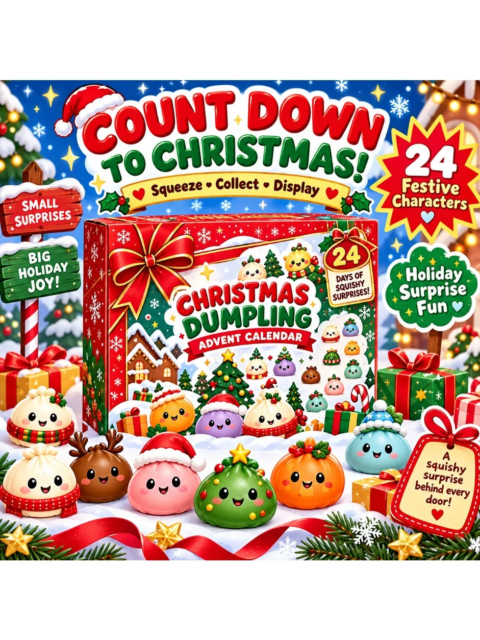 2026 Weihnachts-Quetsch-Adventskalender 24-Tage-Countdown Dumpling Langsam Rückfederndes Quetsch-Sensorik-Fidget-Überraschungs-Feiertagsgeschenk