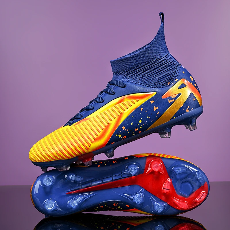 Unisex High-Top Soccer Cleats Autumn Football Boots for Kids and Teenagers for Artificial Grass and Firm Ground for Jo