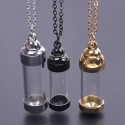 1Pc Glass Capsule  Urn Vial Open Cap For Ash NecKlaces Stainless Steel Lucky Wishing Bottle Perfume Jars Men Collares Jewelry