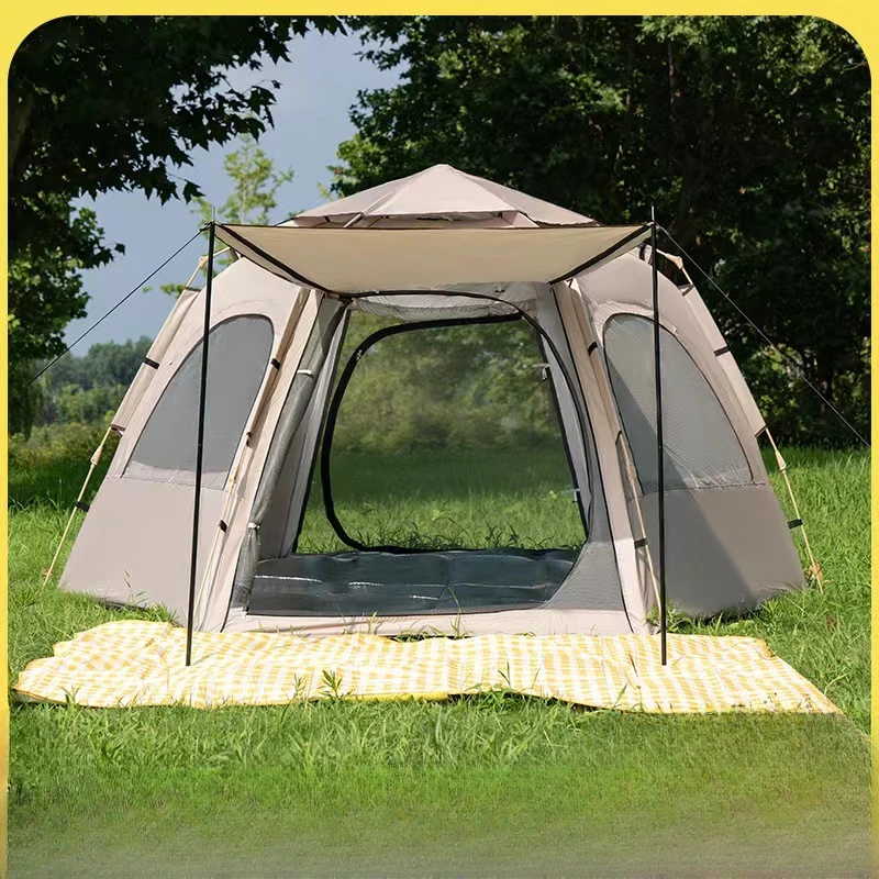 Folding Hexagonal Tent for Outdoor Camping, Free to Set Up, Speed Open, Thick, Portable, Sunscreen, Mosquito