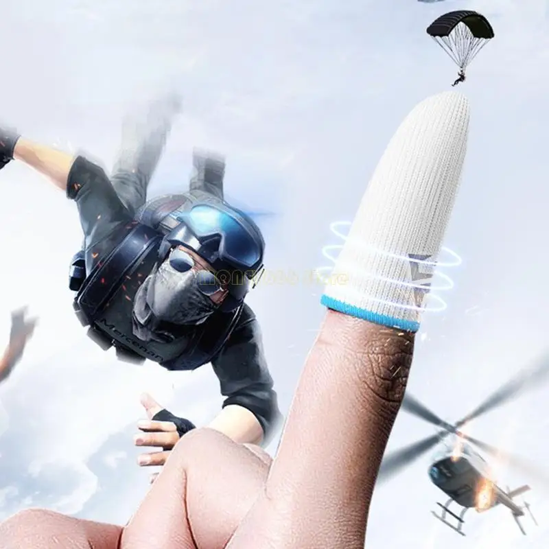 f62c 통기성 게임 손가락 슬리브 게임 장갑 안티 스웨트 엄지 손가락 침대 손가락 모바일 게임 cod lol에 대한 커버