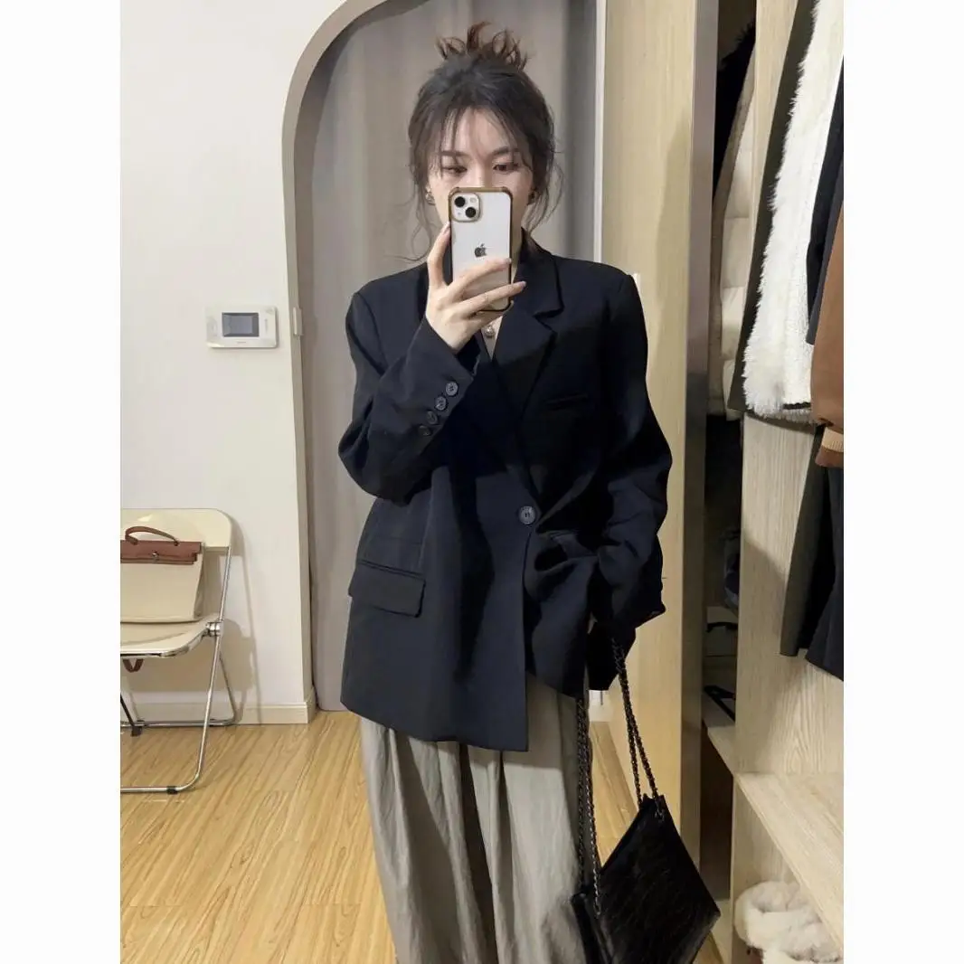 

Women'S Cropped Coat New In External Clothes Crop Blazer Woman Textured Woolen Stylish Slimming Elegance Versatile White