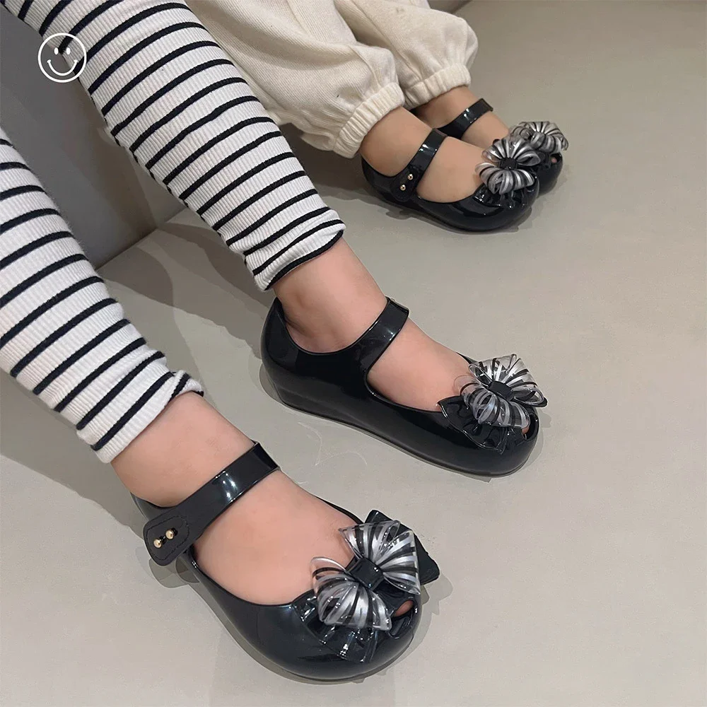 2023 Spring/Summer New Girls\' Sandals Baby Children\'s Jelly Shoes Soft Sole Comfortable Bowknot Princess Beach Shoes