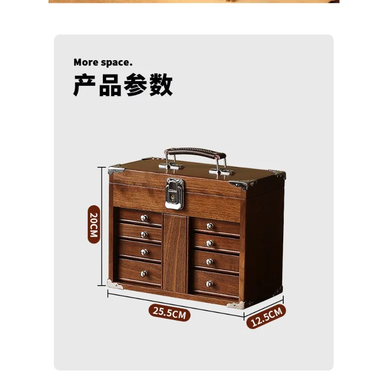 

Тумба-органайзер для косметики и украшений Wenwan из массива американского черного ореха Hidden Mountain Sui Wood, ретро-дизайн, многофункциональная, малая