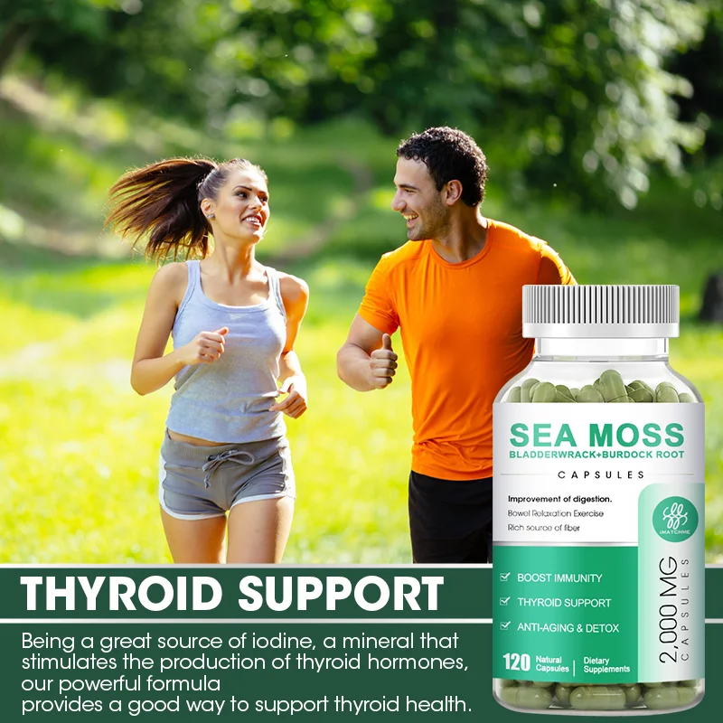 120 Sea moss Pills with Natural Sea Moss Powder,Bladderwrack,Burdock Root for Thyroid and Immune, Joint Support Rich Potassium