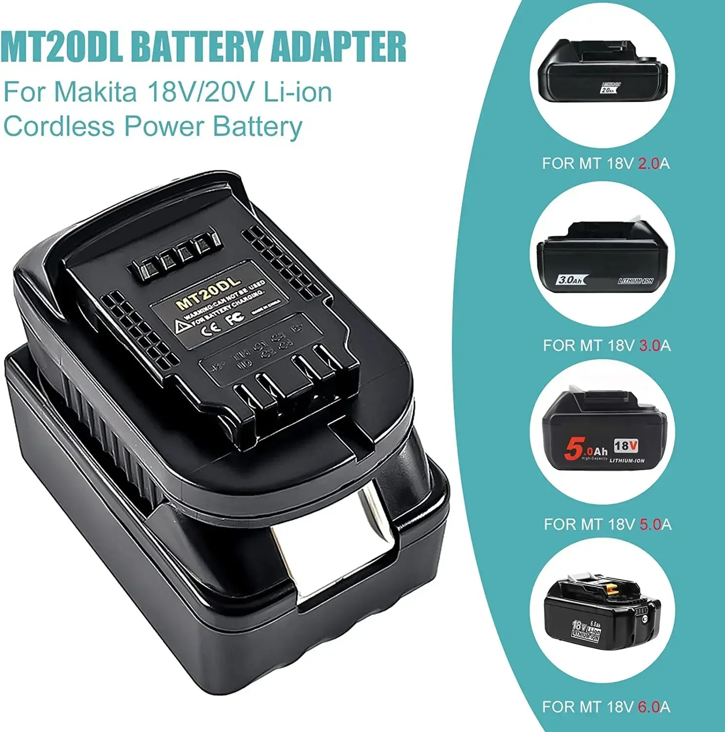 MT20DL Battery Adapter Convert for Makita 18V Li-ion Battery to for DeWalt 18V/20V Lithium-Ion Tool Battery Adapter