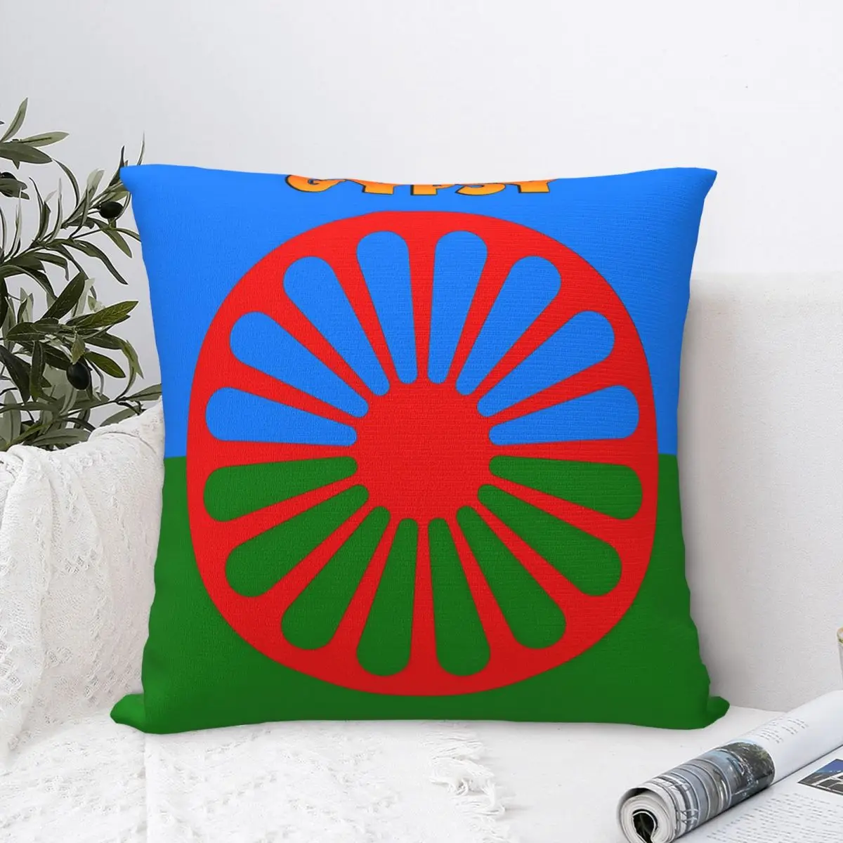 

Gypsy Romani Peoples Flag Square Pillow Case for Sofa Throw Pillow