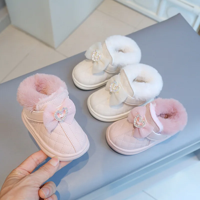 Warm Baby Shoes Comfort Cute Baby Girl Shoe Princess Versatile Snow Boots Stylish Daily New Walkers Simple Fashion Cotton Shoes