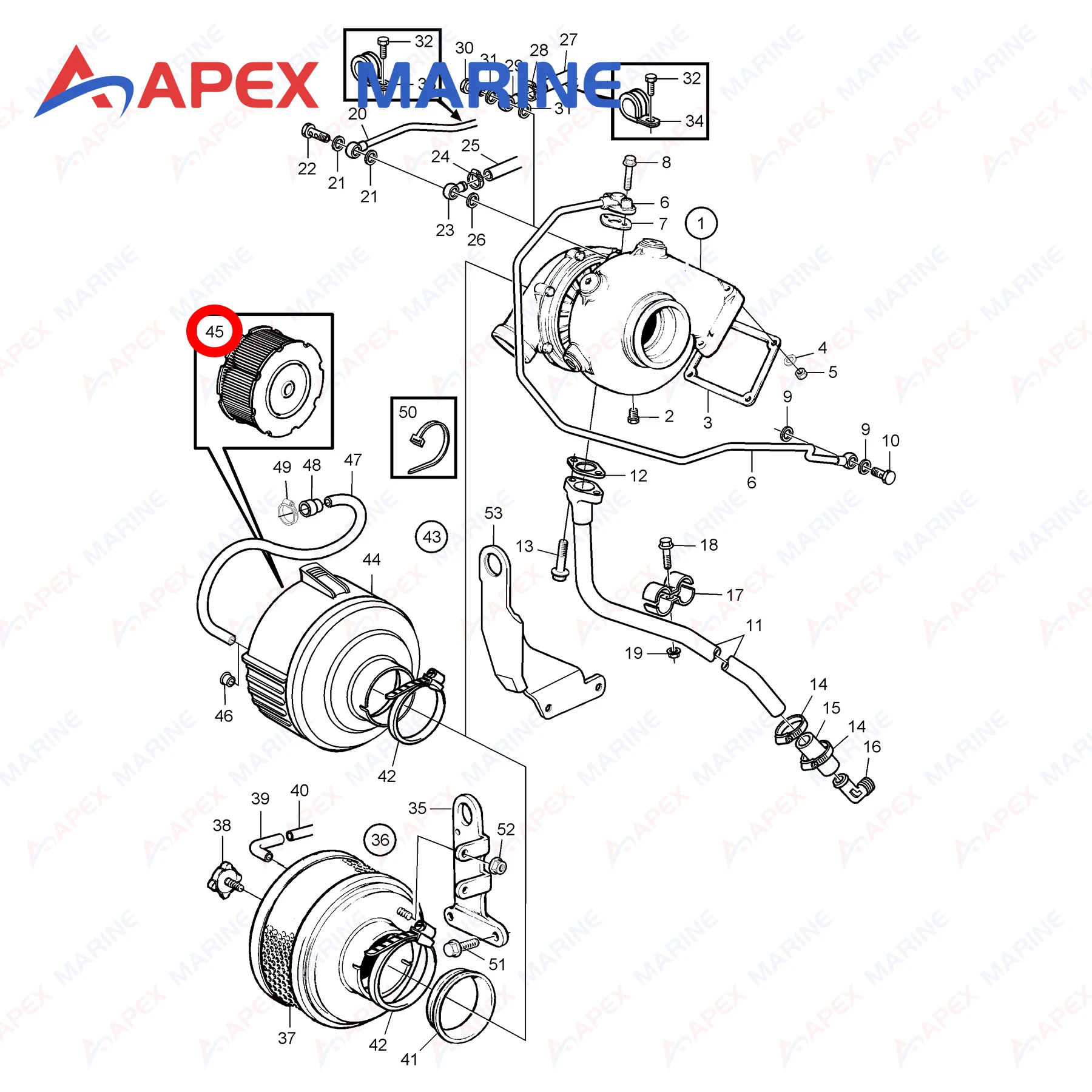 Air Filter Insert 3582358 for Volvo Penta AD31 AD41 TAMD31 TAMD41 D3 D31 D41 TMD31 TMD41 Outdrive Motor Replacement 21646645