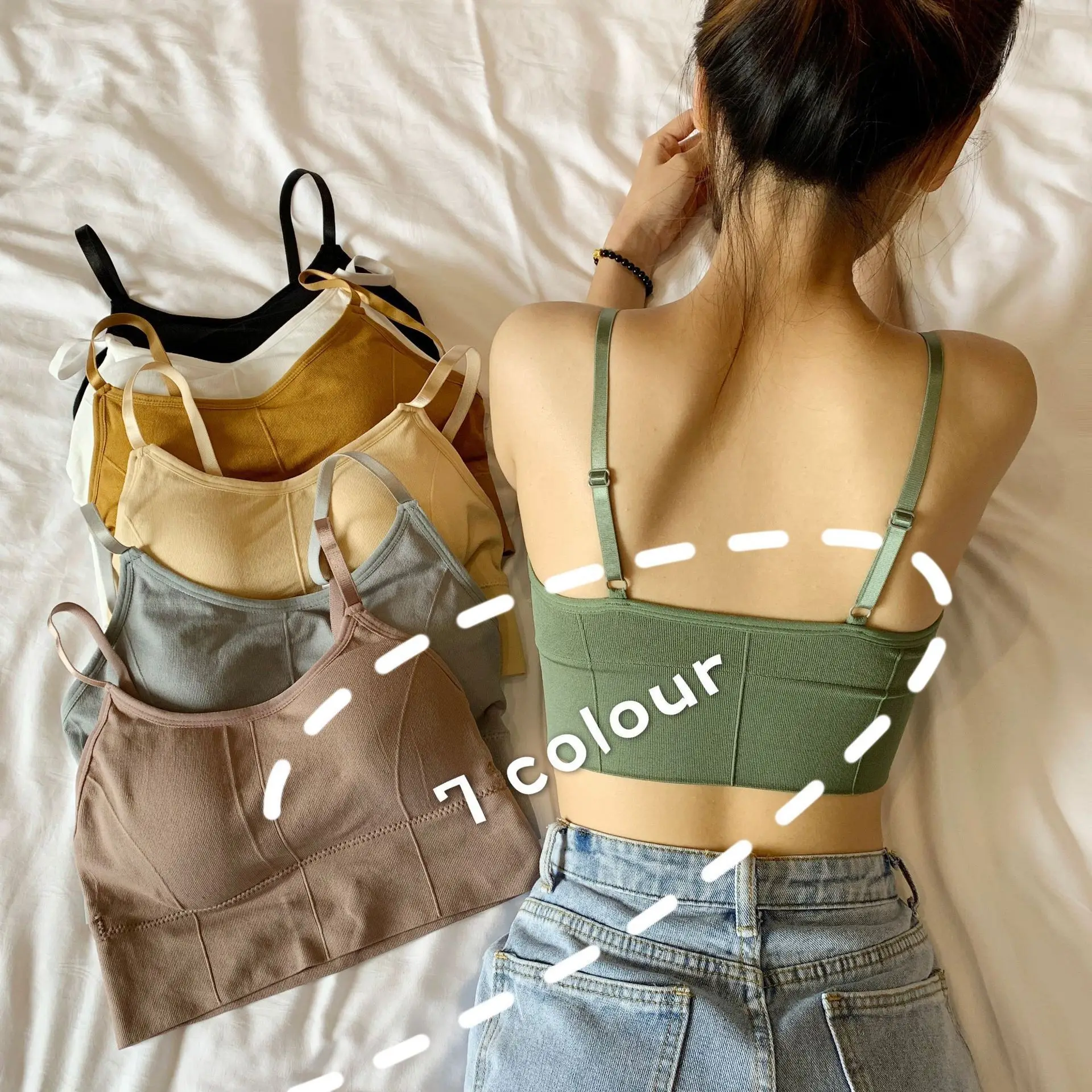 Children Breast Care Solid Color Girl Bra Teenage Young Underwear Kids Girls Crop Detachable Vest Puberty Tube Top