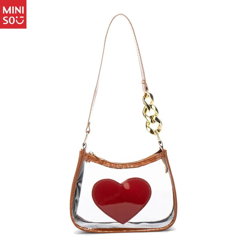 Miniso Sweet Heart Underarm Bag 2025, PVC Jelly Crossbody Purse