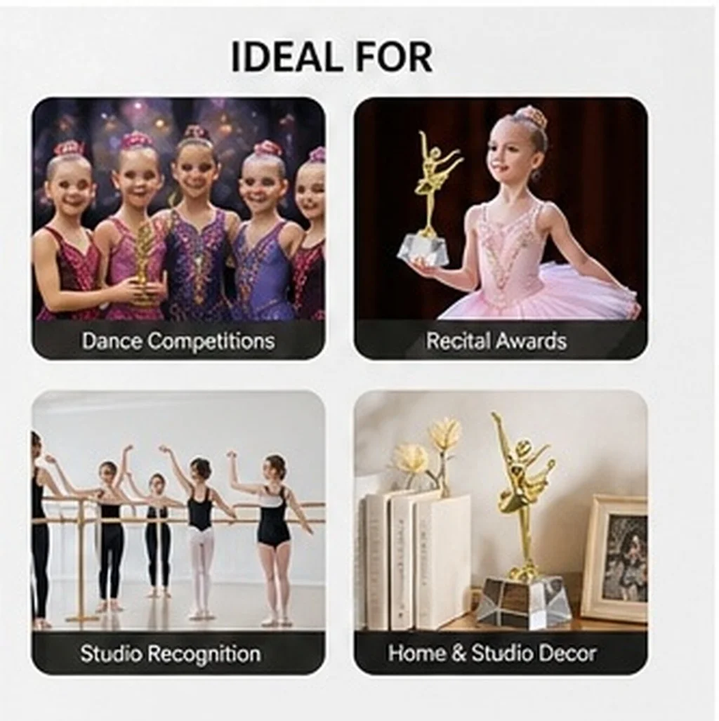 Ballet Dance Trophy Gold Figure Crystal Base Decorative Dance Competition Trophy Award Ballet Jazz Tap Contest Party Celebration