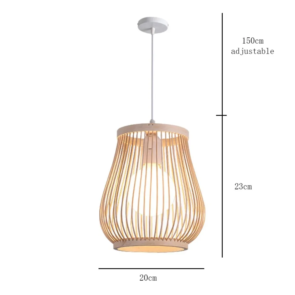 Handmade Bamboo Rattan Pendant Light Natural Wood Chandelier LED Ceiling Lamp E27 Lighting for Dining Living Bedroom Home Decor