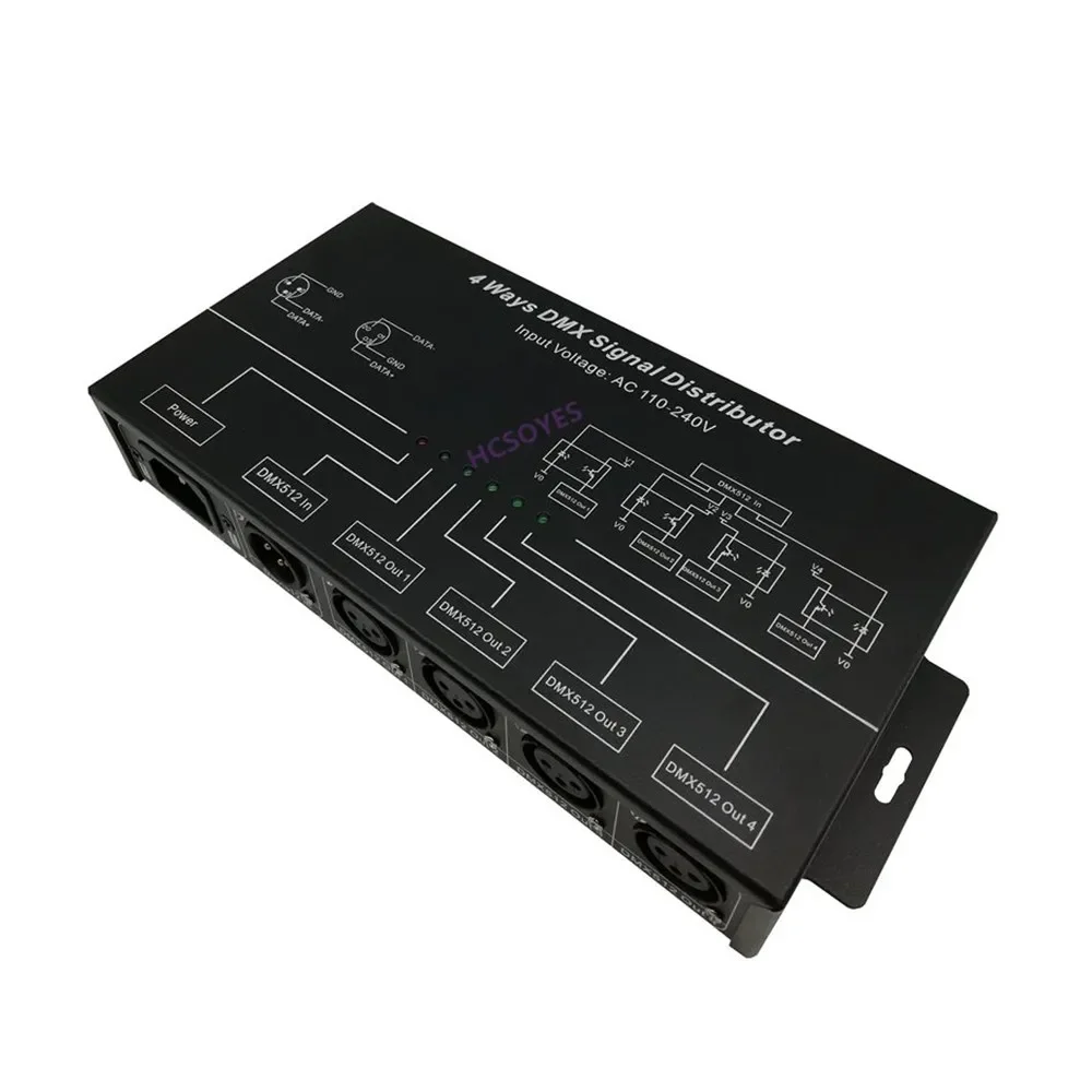 DMX124 AC100V-240V المدخلات DMX512 مكبر للصوت الفاصل DMX مكرر إشارة 4CH 4 منافذ الإخراج DMX موزع الإشارات #3