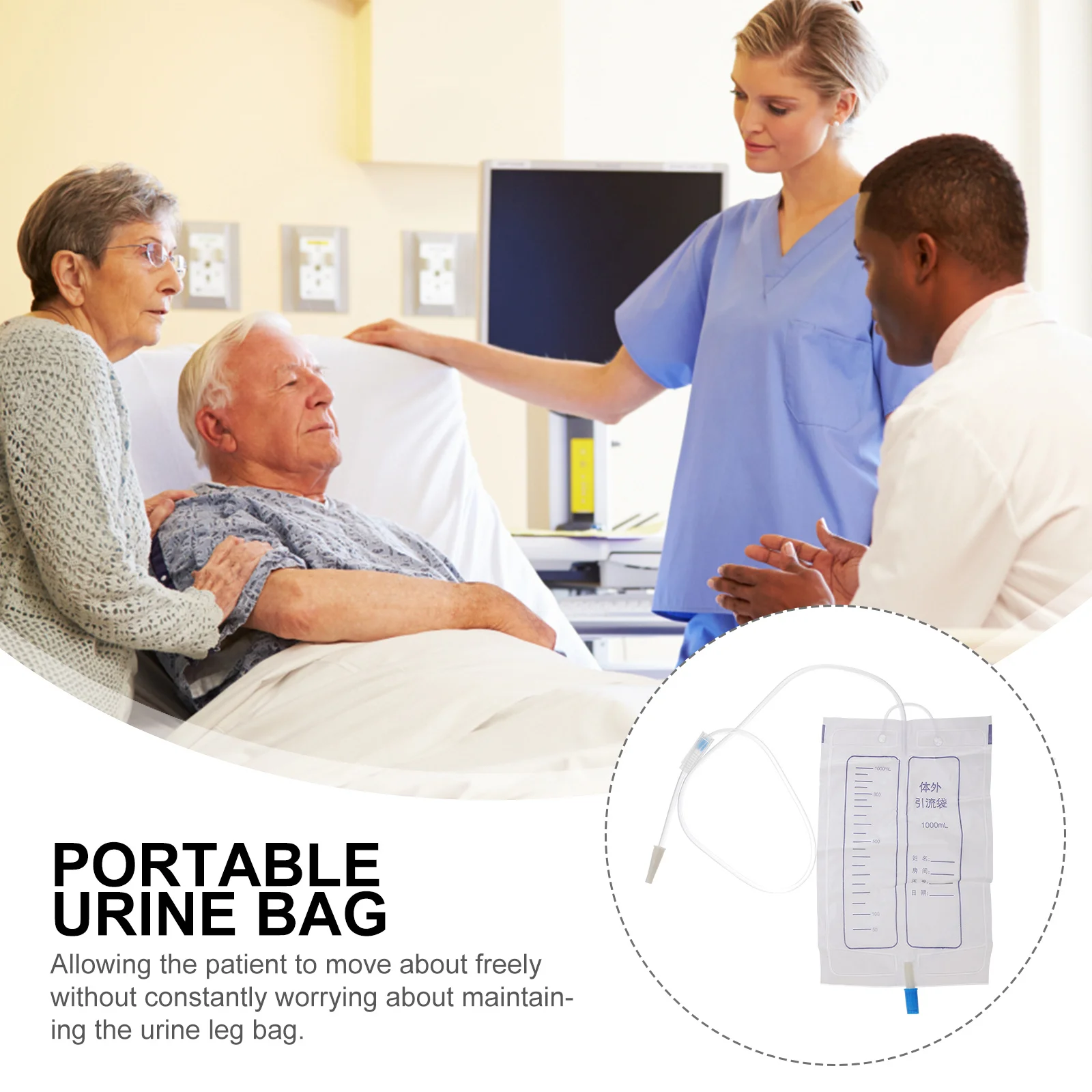 4 قطعة كيس البول القابل للتصرف مكافحة ارتجاعي تصميم المحمولة بولي كلوريد الفينيل الصرف حقيبة تجميع لمرضى سلس البول لوازم الصحة