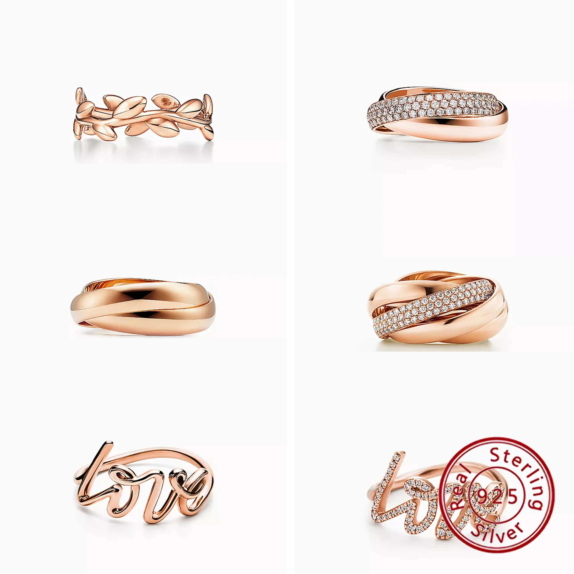 

Pure silver s925 Paloma Picasso ® Rose gold irregular classic ring design, fashionable and gorgeous women's jewelry