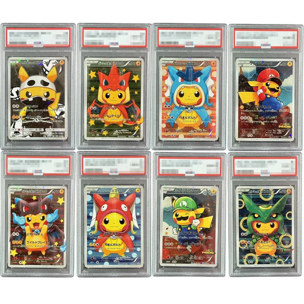 

8. П. Сделай сам. Японская коллекционная карта Марио Пикачу, копия перевода, серия Пикачу, градуированные карты, классические подарки аниме-карточек