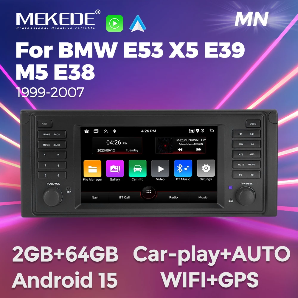MEKEDE Android 15 Car Radio for BMW E53 X5 E39 M5 E38 1999-2007 Car Multimedia Player Autoradio WIFI GPS BT for Carplay Auto