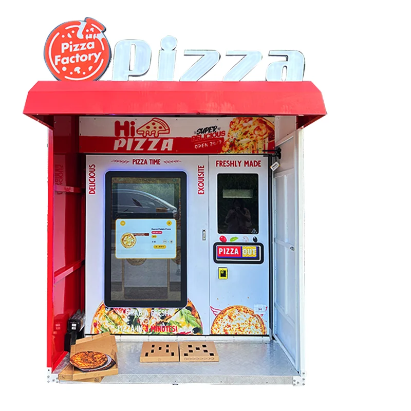 FOODLINE Metro Station Pizza Vending Machine Dust Proof Glass Window Fast Bake Unmanned Food Retail Device