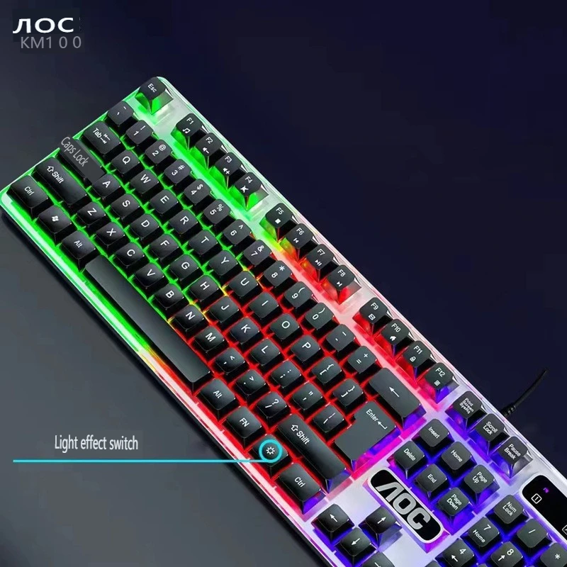 Imagem -03 - Aoc Km100 Slim Wired Gaming Keyboard com Teclado Numérico Fit para Laptop Desktop Computador Acessórios de Escritório