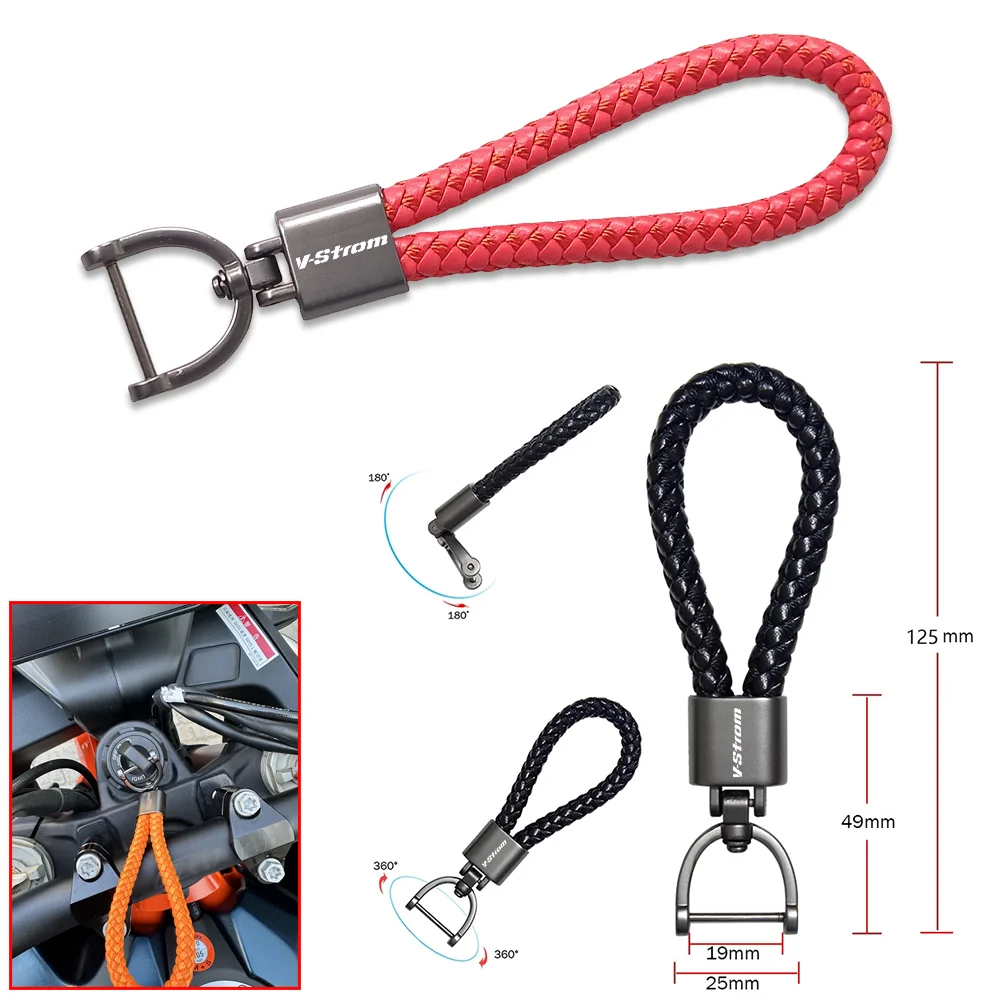 For Suzuki V Strom 650 1000 1050 1050XT 800DE Accessories Custom Vstrom DL1050 Motorcycle Braided Rope Keyring Metal Keychain