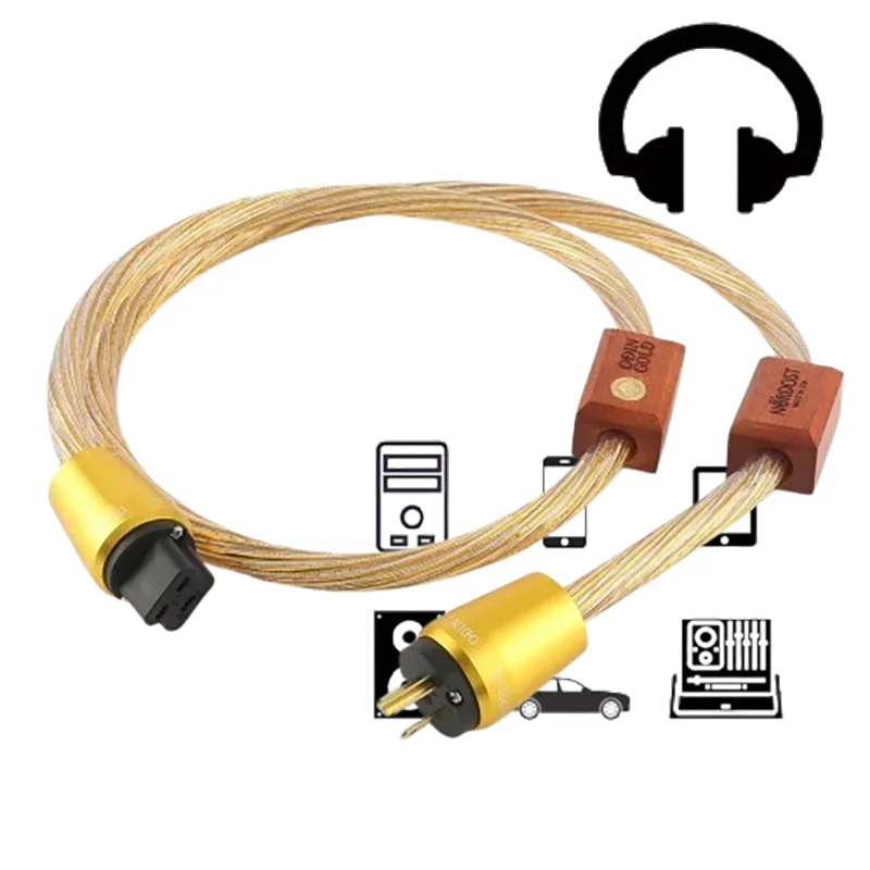 

Золотой шнур питания эталонного класса с вилкой Schuko | Позолоченные проводники OFC 8N для систем ​