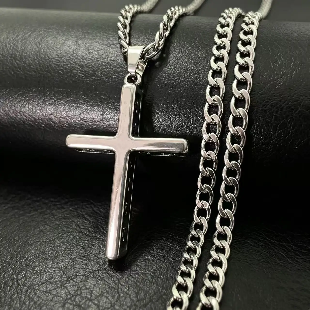 YQ 316L Edelstahl Solide 3D Kreuz Anhänger Halskette Für Männer Schmuck Zubehör – Detail 6
