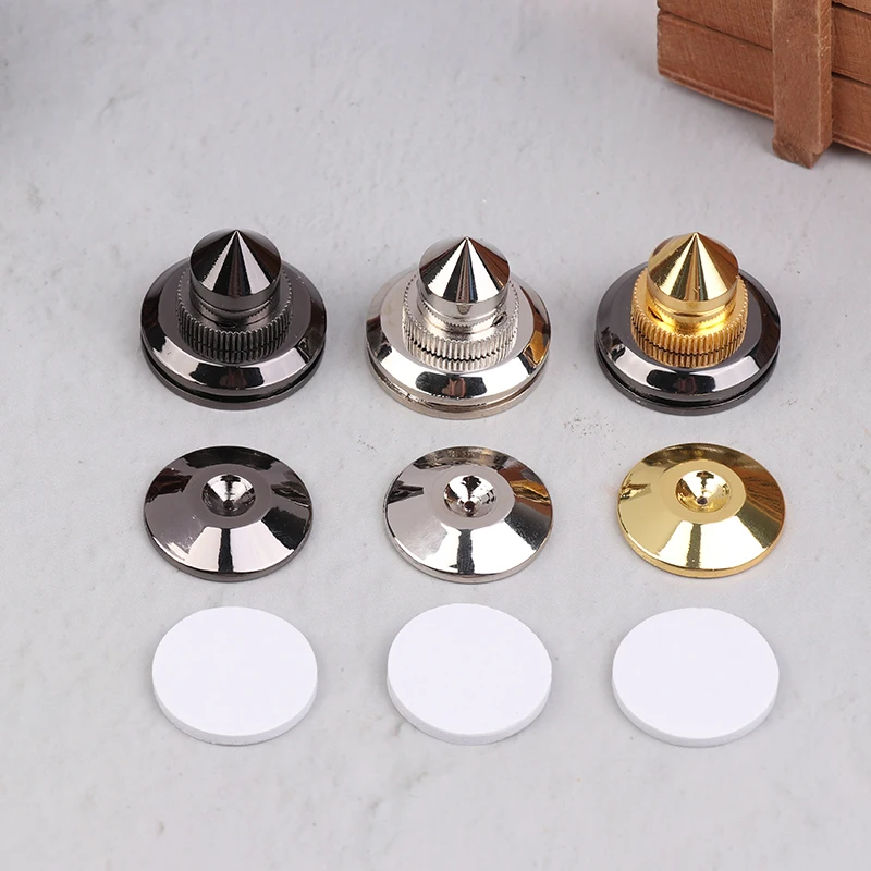 4Pcs 30x27mm Speaker Stand Feet - Pure Copper Spikes with Cone Design, Floor Shock Absorbing Foot Pads for Loudspeaker Box