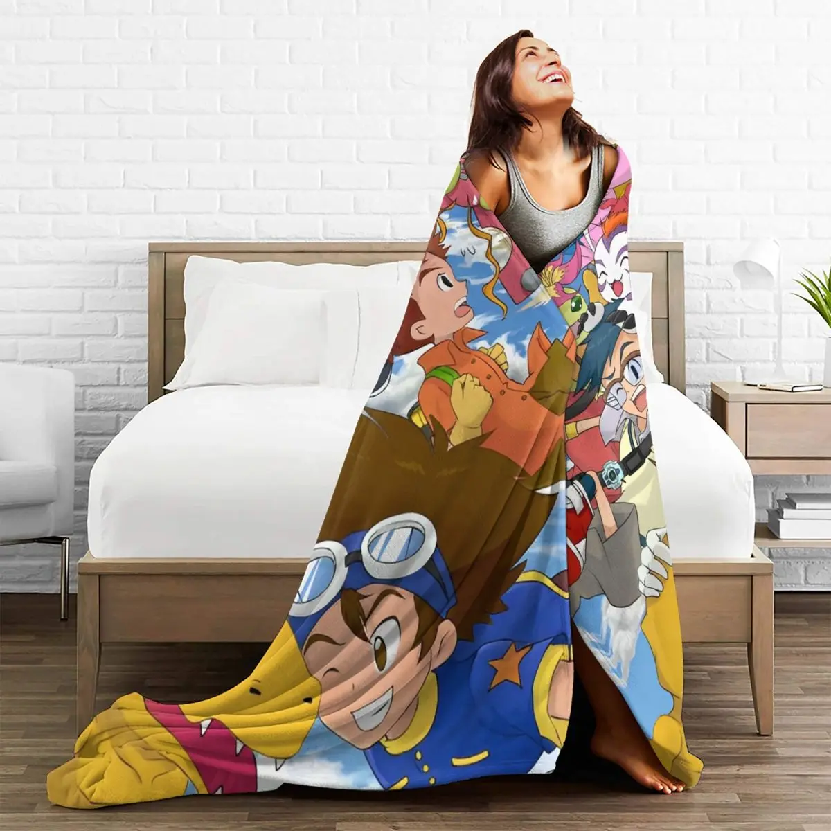 3D Digimon Adventure Monster Cartoon Blankets Super Warm Funny Plush Throw Blanket For Couch Bed Flannel Bedspread Bed Cover